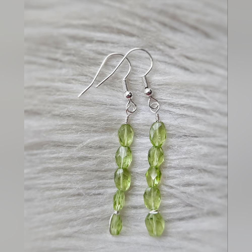 Grade AAA Faceted Peridot Earrings - Picture 4 of 6